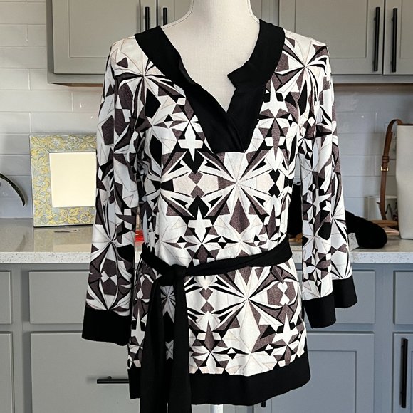 Red Career Wear Top Self Tie Customize Fit Tunic Neutral Colors Size Large - Picture 1 of 8